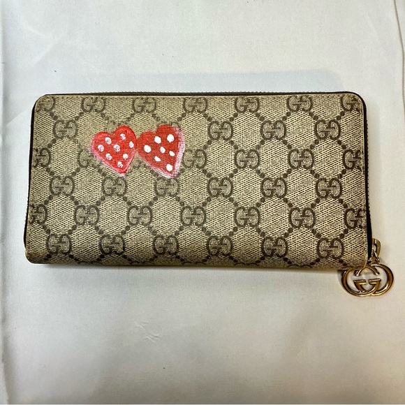Gucci Handbags - Gucci Ziparound Wallet with Painted Hearts
